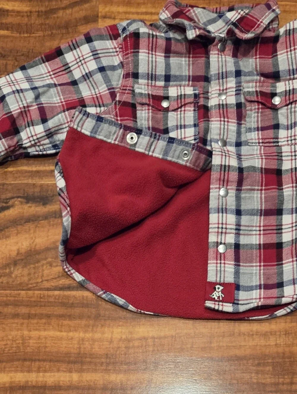 Gymboree EUC 18-24 Months Gray/Red Fleece Lined Shacket